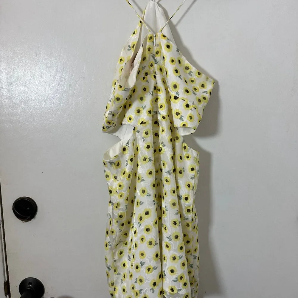 VGC Hutch Anthropologie String Halter neck Yellow Motif Ditsy Floral Romper SZ 6 - Picture 6 of 14